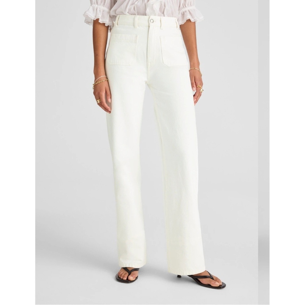Madewell Jeans Womens Size 31 White Cleo Straight Rigid Patch Pockets NWT